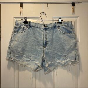 Aerie Acid Wash Denim Cut Off Shorts Super Soft Size XL
